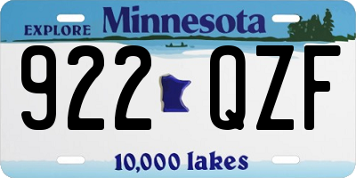 MN license plate 922QZF