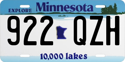 MN license plate 922QZH