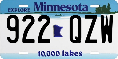 MN license plate 922QZW