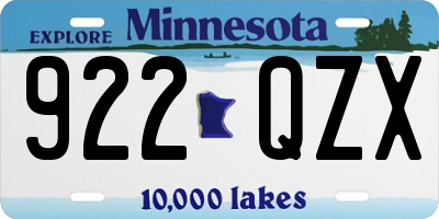 MN license plate 922QZX