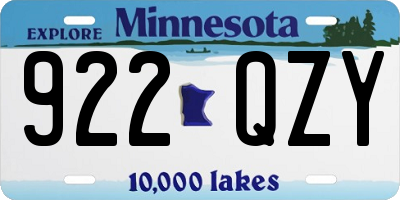 MN license plate 922QZY