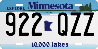 MN license plate 922QZZ