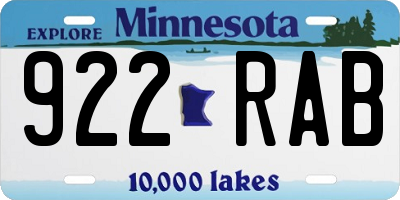 MN license plate 922RAB