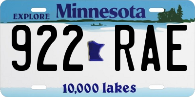 MN license plate 922RAE