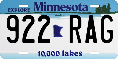 MN license plate 922RAG