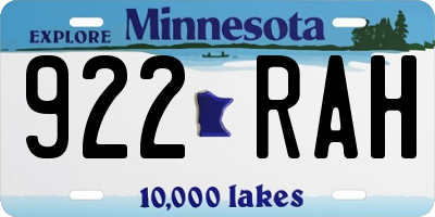 MN license plate 922RAH