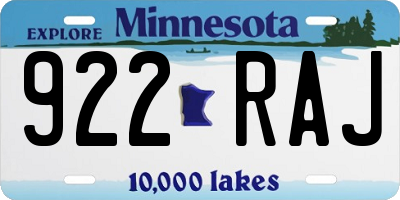 MN license plate 922RAJ