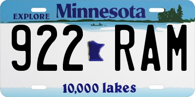 MN license plate 922RAM
