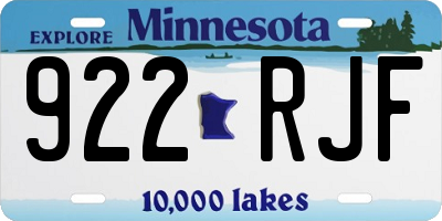 MN license plate 922RJF