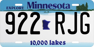 MN license plate 922RJG
