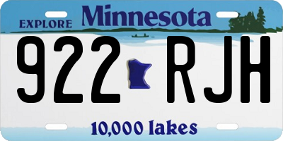 MN license plate 922RJH
