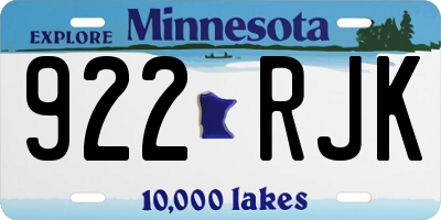 MN license plate 922RJK