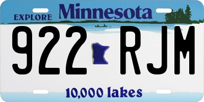 MN license plate 922RJM