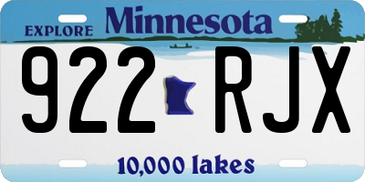 MN license plate 922RJX