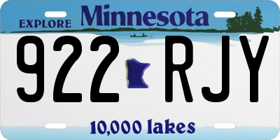 MN license plate 922RJY