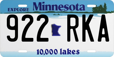 MN license plate 922RKA