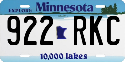 MN license plate 922RKC