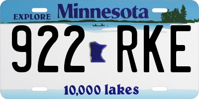 MN license plate 922RKE