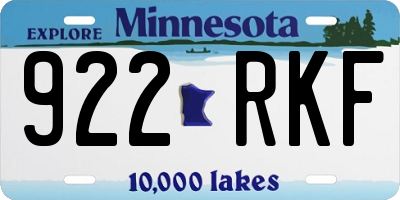 MN license plate 922RKF