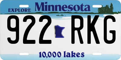 MN license plate 922RKG