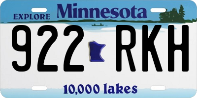 MN license plate 922RKH