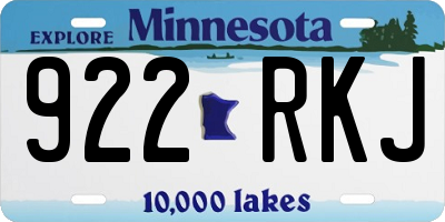 MN license plate 922RKJ
