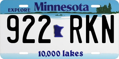 MN license plate 922RKN