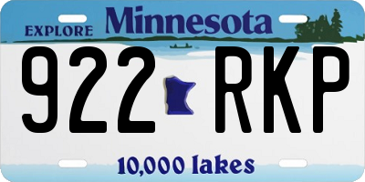 MN license plate 922RKP