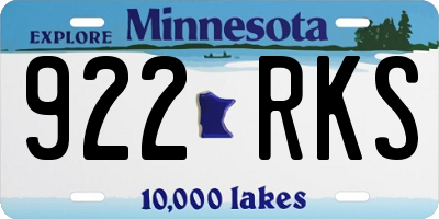 MN license plate 922RKS