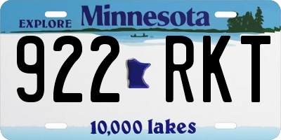 MN license plate 922RKT