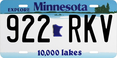 MN license plate 922RKV