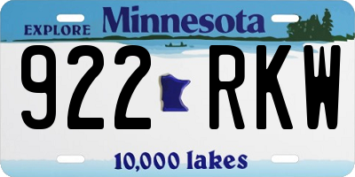 MN license plate 922RKW