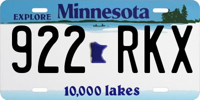 MN license plate 922RKX