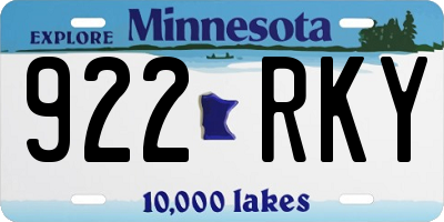 MN license plate 922RKY