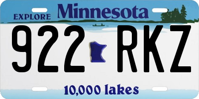 MN license plate 922RKZ