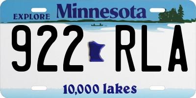 MN license plate 922RLA