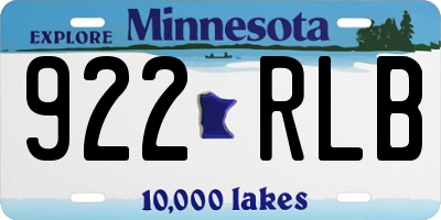 MN license plate 922RLB
