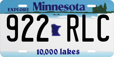 MN license plate 922RLC