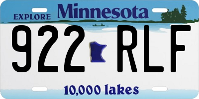 MN license plate 922RLF