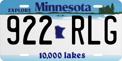 MN license plate 922RLG