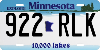 MN license plate 922RLK