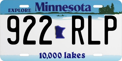 MN license plate 922RLP