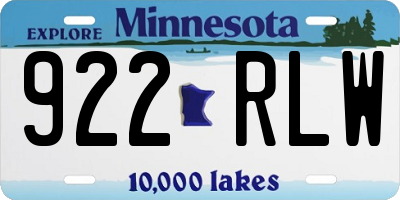 MN license plate 922RLW
