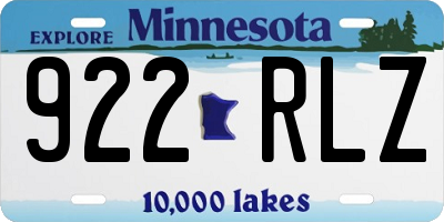 MN license plate 922RLZ