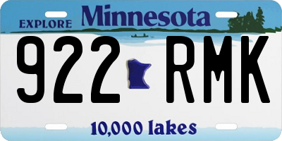 MN license plate 922RMK