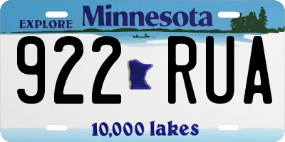 MN license plate 922RUA