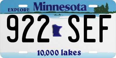 MN license plate 922SEF