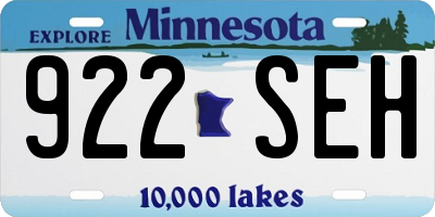 MN license plate 922SEH