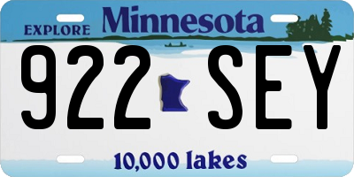 MN license plate 922SEY
