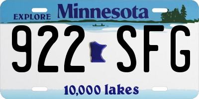 MN license plate 922SFG